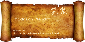 Fridrich Nándor névjegykártya