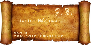 Fridrich Nándor névjegykártya